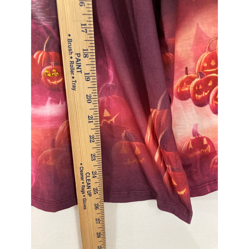 New Gloria Vanderbilt Halloween Tee XL Purple Black Cat Pumpkins Spiderweb - Picture 4 of 8